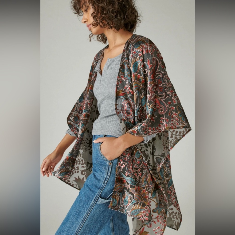 Lucky Brand Velvet Burnout Kimono